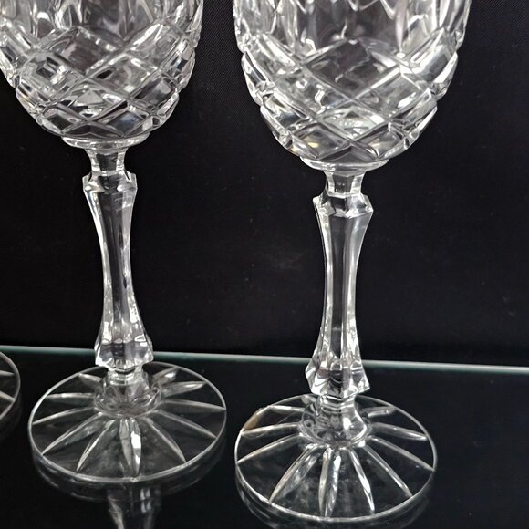 Royal Dartmouth Cut Glass Cordial Glasses 5.5" set-3 vintage elegant crystal - Picture 9 of 14